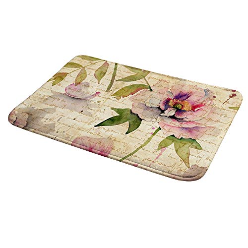 Tapis de bain antidérapant grand format lavable motif fleur