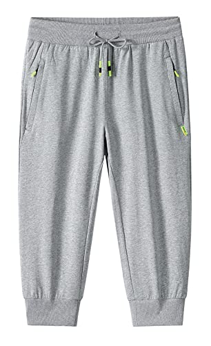 Btmpmcs Homme 3/4 Short de Sport Bermuda Running Jogging Shorts en Plein Air Pantalon de Loisir Été Léger Respirant Court Taille Élastique Training Shorts avec...