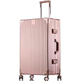 [LNMLAN] スーツケース アルミフレーム キャリー ケース シルバー 預け入れスーツケース 大型トロリーケース 軽量キャリーバッグ 静音ダブルキャスター 耐衝撃 旅行出張 tsaロック付 保護カバー付き1866 (XXL, ローズゴールド)