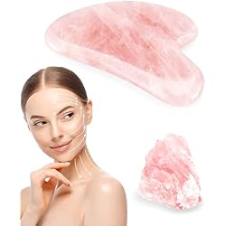 GUASHAPE Natrual Rose Quartz Gua Sha Facial Tools | Guasha Tool for Face Sculpting, Shaping, Reduce Puffiness, Tension Relief | Massage Stone for Eyes, Face and Body