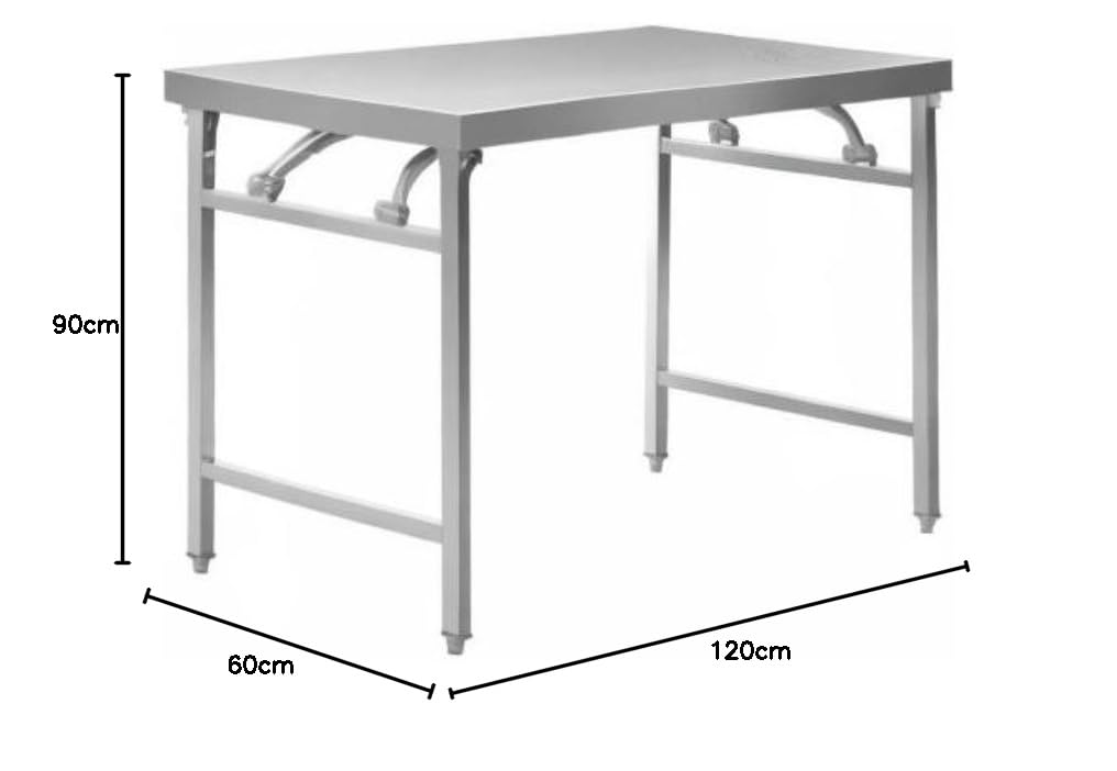 Royal Catering RCAT-120K Mesa Plegable de Acero Inoxidable Mesa de Trabajo (60,00 x 120,00 x 90,50 cm, Capacidad de Carga 210 kg, Altura Ajustable 10 mm)