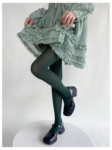 SHENHE Women's Patterned Fishnet Tights High Waist Pantyhose Floral Stockings Opaque Dark Green One-Size2