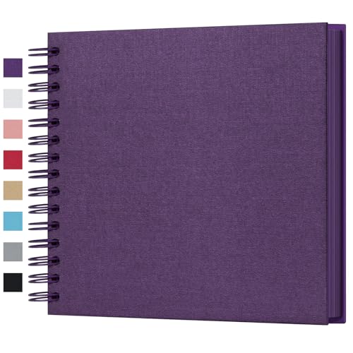 potricher 20,3 x 20,3 cm DIY Scrapbook Fotoalbum 80 Seiten dickes Kraftpapier blanko lila Papier Erinnerungsbuch für Hochzeit und Jahrestag… – Ansicht 1