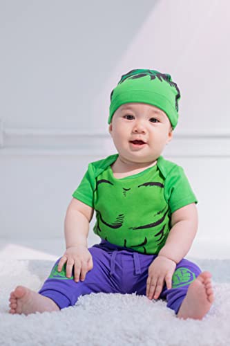 Vêtement Hulk Marvel bébé garçon ensemble 3 pièces pantalon body bonnet 3-6 mois