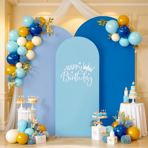 Blue Arch Backdrop Covers 6.6FT 7.2FT 8FT Baby Shower Wedding Photo Bridal Shower Birthday Party Arch Covers Stretchy Backdrop Set of 3 Spandex