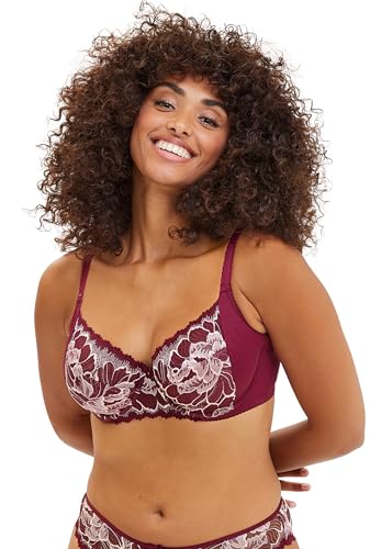 Sans Complexe - Modèle Capucine - Soutien-Gorge emboîtant Classique avec Armatures - Femme - 90D - Rouge Rhododendron et Rose Poudré