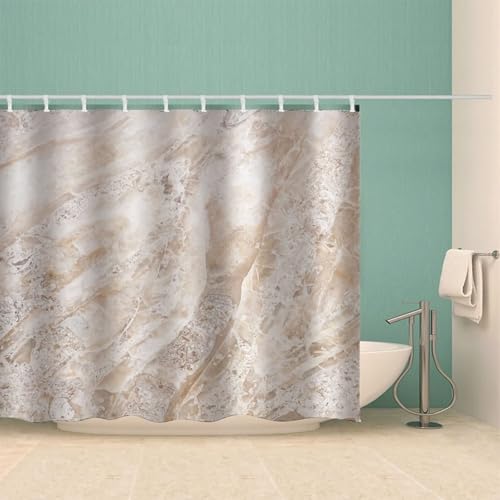 Rideau de douche en tissu beige textile marbré haut de gamme - 4