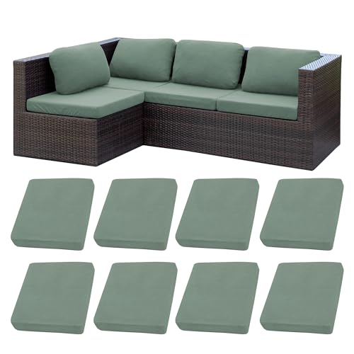 Image of BIETYONE 8Pcs Stretch Patio Cushion Covers,Outdoor Couch Covers Replacement,Outdoor Couch & Sofa Slipcovers,for Patio Furniture Cushion Covers,Washable Reusable Furniture Protector (Cyan,Cover Only)