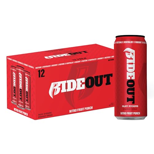 Ruff Ryders Rideout Energy Drink - Nitro Fruit Punch - 12 Pack, 12oz Cans - Clean Energy from Green Coffee Beans, Blue Agave for Smooth Hydration, Vegan & Gluten-Free - No Crash or Jitters - All-Day Focus
