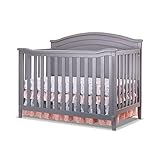 SORELLE FURNITURE Berkley Round Top Crib, Classic 4-in-1 Convertible Crib, Made of Wood, Non-Toxic Finish, Wooden Baby Bed, Toddler Bed, Child’s Daybed and Full-Size Bed, Nursery Furniture-Gray