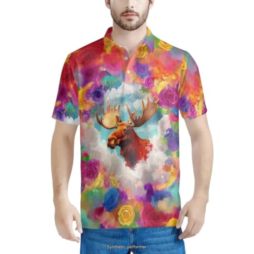 Polo Casual Atlético para Hombre, Manga Corta, Estampado Divertido de Animales miniatura 2