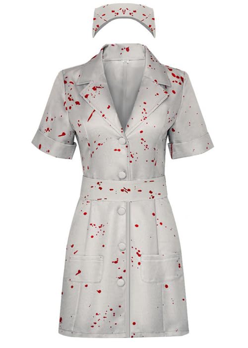 Struts Silent Hill Inspired Zombie Nurse Halloween Costume with Hat & Belt (L UK 12-14)