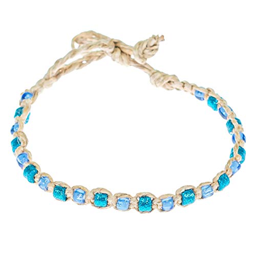 BlueRica Hemp Anklet Bracelet with Glitter Beads