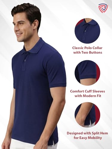 Image of Lux Cozi Men's Cotton Solid Polo Tshirt | Collar Tshirts | Half Sleeves | Stylish & Premium All Day Wear | Pack of 1