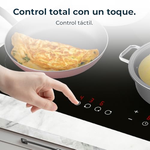 Miniatura 5 de Cecotec Placa De Vitrocerámica 4 Fuegos Bolero Squad V 4001 Potencia Máxima 6000 W, 9 Niveles De Potencia, Control Táctil, Programable, Indicador De Calor Residual