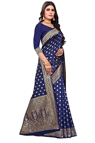 C J Enterprise Women's Pure Kanjivaram Silk Saree Banarasi Soft Sari With Blouse Piece For Wedding (Pari124-50)
