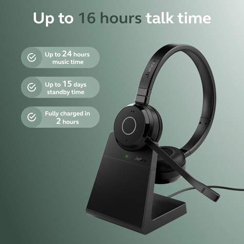 Jabra Evolve 65 TE (Third Edition) Wireless Headphones w/Charging Stand - Noise-Canceling Mic, 16 hr Battery Life, Connectivity, MS Teams Certified, Supports Other Platforms, Black - image 5