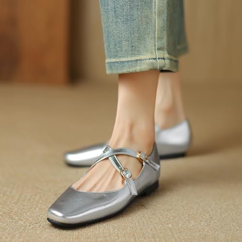 Mary Jane Flat Square Toe Women Ankle Strap Dolly Shoes2