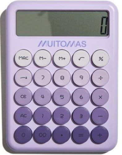 Muitomas, Calcolatrice con Display Ampio a 12 Cifre, Portatile, Alimentazione con Batteria AAA, Colore Lilla