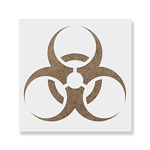 Gas Mask Stencil - Hazard & Biohazard Symbols, Reusable