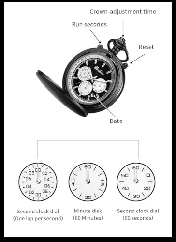 Image of BOSHIYA Multifunctional Stopwatch Calendar Silver Gold Black Pocket Watch with Bracelet