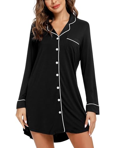 Leikar Maternity Nightgown For Women Nursing Pajamas Long Sleeve Sleepshirt4