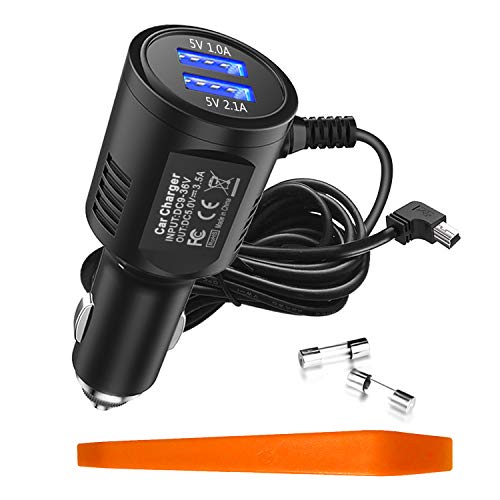 Car Charger for Garmin Nuvi,Garmin car Charger,Garmin GPS Charger Cable,Mini USB Power Cord Cable Dual Port USB Vehicle Power Charging Cable Cord for Garmin Nuvi 200 57LM C255 2539LMT Dashcam(6.5ft)