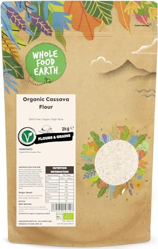 Wholefood Earth Organic Cassava Flour – 2 kg | GMO Free | Vegan | High Fibre | Certified Organic