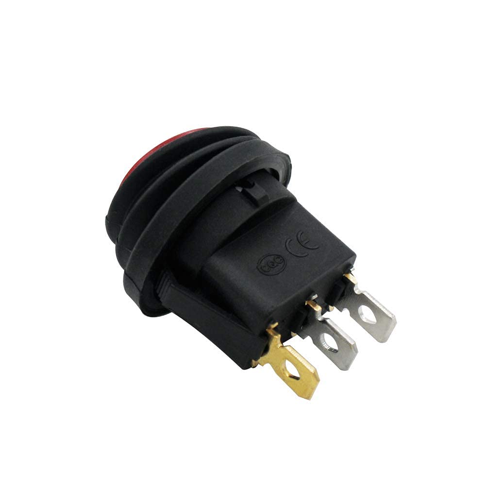 mxuteuk 8pcs 12V Waterproof Round Rocker Switch Blue Green Yellow Red LED Lighted SPST 3 pins On-Off Toggle 20A for Car Auto Boat RV Truck KCD1-8-101NW-4C