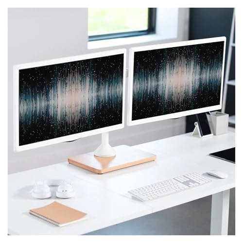 Support double écran PC 32 pouces réglable en hauteur avec socle de table robuste