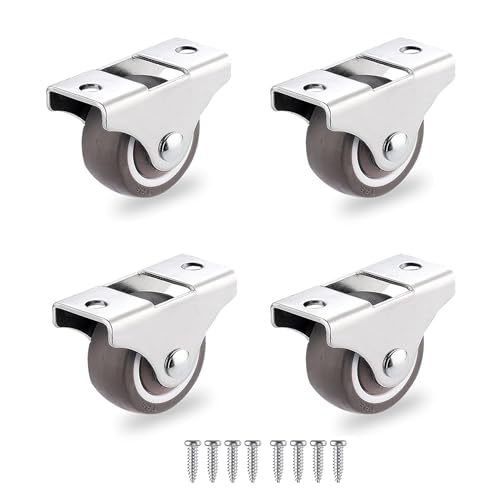 50 mm 40 kg – 4 petites roulettes sans meubles - Mini roulettes en caoutchouc souple avec plaque métallique - Roues rigides et non pivotantes en caoutchouc - Petites (50 mm, 4)