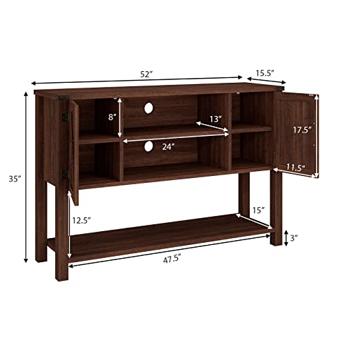 Tangkula Console Table Buffet Table, Modern Sideboard With Storage Cabinets And Bottom Shelf, Contemporary Tall Buffet Storage Cabinet, Kitchen Dining Room Furniture (Brown) #TOP2
