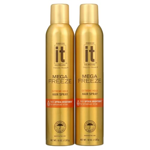 (Pack of 2) Freeze It Mega Extreme Hold Hair Spray10 oz Hairspray for Women Hair Spray Mega Extreme Hold Long Lasting Hairspray