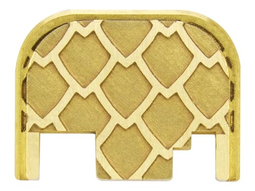 NDZ Performance Rear Slide Cover Back Plate for Glock Gen 1-4 Models 9MM .40 S&W .357 SIG .45 Gap Laser Deep Engraved in Brass - Scales Inverse Pattern