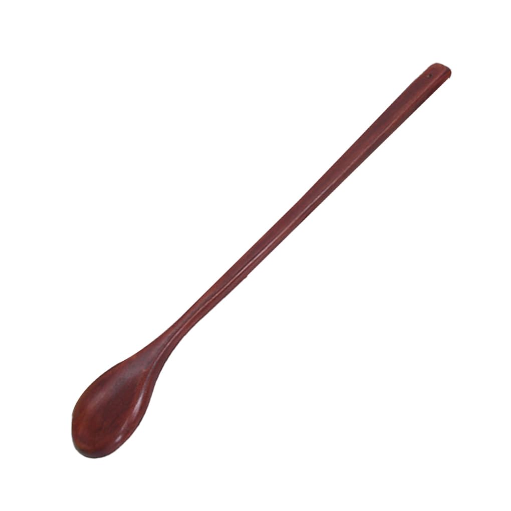 Kixzsaz Old Paint Color Wood Mixing Spoon With Long Thin Handle Cooking Utensil Set Practical Stirring Scoop Eating Tools Soup Spoons Dessert,