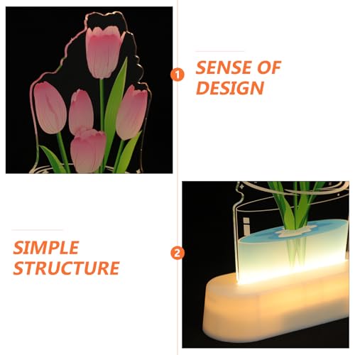 Lámpara de noche 3D tulipán LED para dormitorio miniatura 3