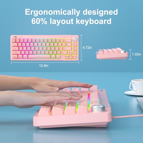 Image of MageGee Mini 60% Gaming Keyboard, RGB Backlit 66 Key Ultra-Compact Keyboard, TS68 Ergonomic Waterproof Mechanical Feeling Office Computer Keyboards for PC, MAC, PS4, Xbox ONE Gamer