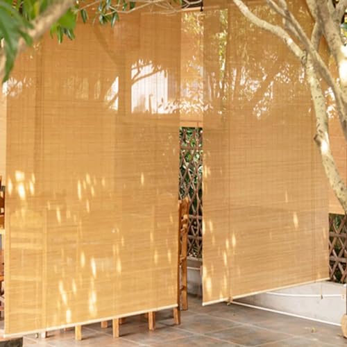 Zhixubah Persianas Enrollables Y Estores De Bambú Natural Estor Bambu Ancho 50 60 70 80 90 100 110 120 130 140 150 160cm Persianas De Madera Cortinas Opacas para Patios Jardines Interiores