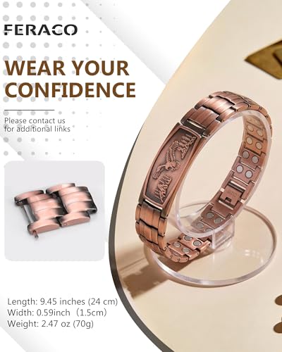Feraco Copper Bracelet for Men-Magnetic Bracelets 99.99% Pure Copper Jewelry Gift with Adjustable Sizing Tool, Magnetic Field Therapy Jewelry with Eagle Pattern - image 4