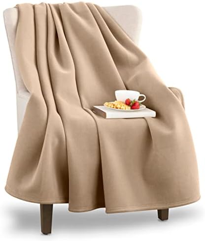 Vellux 1B07049 Original Insulating Core Hotel Style Solid blanket Machine Washable Soft Cozy Warm Pet Friendly Bed Sofa Blankets, Twin, Beige