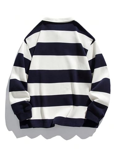 SOLY HUX Men's Striped Print Sweatshirts Long Sleeve Collared Preppy Shirts Half Placket Tops Fall Outfits2