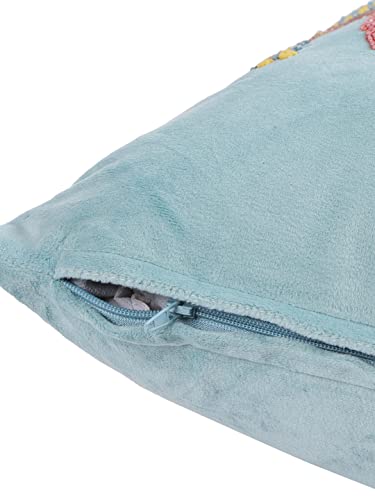 Image of Eyda Hand Beaded Sequin Cushion Covers With Zipper, Pack Of 2, 18x18 Inches, Soft Velvet Sleeping 200 TC Pillow Covers, Decorative Throw Cushion Covers, Square Cushion Cover, Light Blue