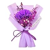 ソープフラワー 花 ギフト プレゼント シャボンフラワー プチギフト 花束 ミニブ ブーケ ミニサイズの美しいカーネーション 母の日 教師の日 フラワー 母親誕生日プレゼント 枯れないお花 カラフル (パープル)