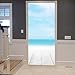 A.Monamour Pegatinas Decorativas de Puerta Autoadhesivo 3D Tablones De Madera Cubierta Cielo Tropical Playa De Arena Océano Vinilo para Puertas Mural PVC Pegatinas de Pared Foto Poster 83 x 204 cm