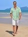 COOFANDY Mens Button Down Short Sleeve Shirt Linen Textured Shirts for Men Casual Wrinkle Free Shirts for Men Ice Green