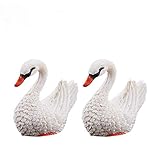 Danmu 2pcs Mini Resin Swans Fairy Garden Micro Landscape Home Garden Decoration Plant Pots Bonsai Craft Decor
