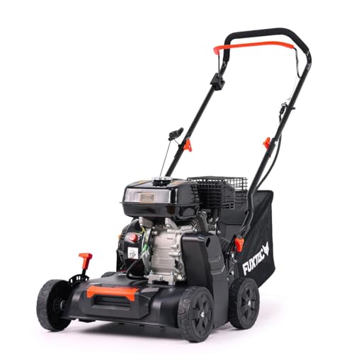 FUXTEC - Scarificateur Thermique 2en1 FX-BV240ECO 29,5 kg Moteur 4 temps 4,1kW rouleau 18 lames Poignée de transport et bac de ramassage de 40L