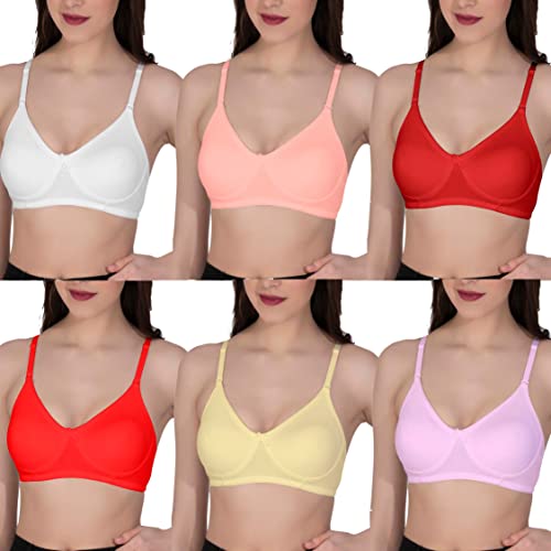 Image of Eve's Beauty Womens Non Padded Seamless Bra - Pack of 6 (Assorted)