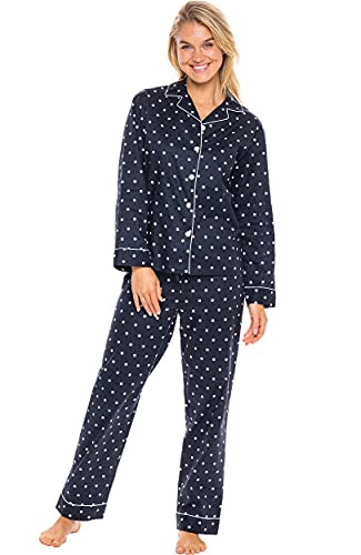 Alexander Del Rossa Women's Lightweight Button Down Pajama Set, Long Cotton Pjs