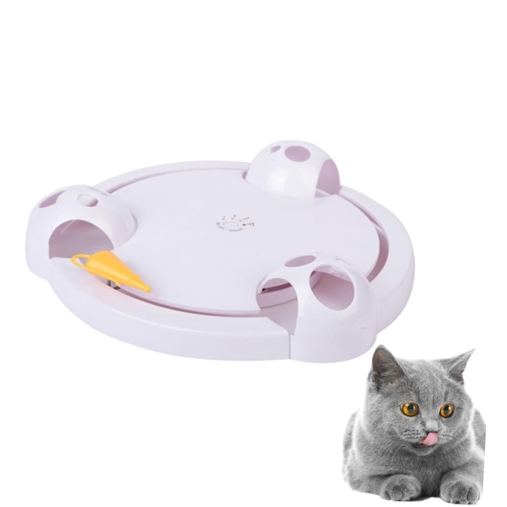 Toyvian Jouet Électrique pour Chat Plateau Tournant Automatique De Taquinerie pour Chats Jouet Mobile avec Réglages Variés